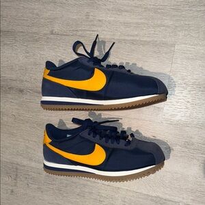 Nike Cortez Navy and Gold Athletic Shoes